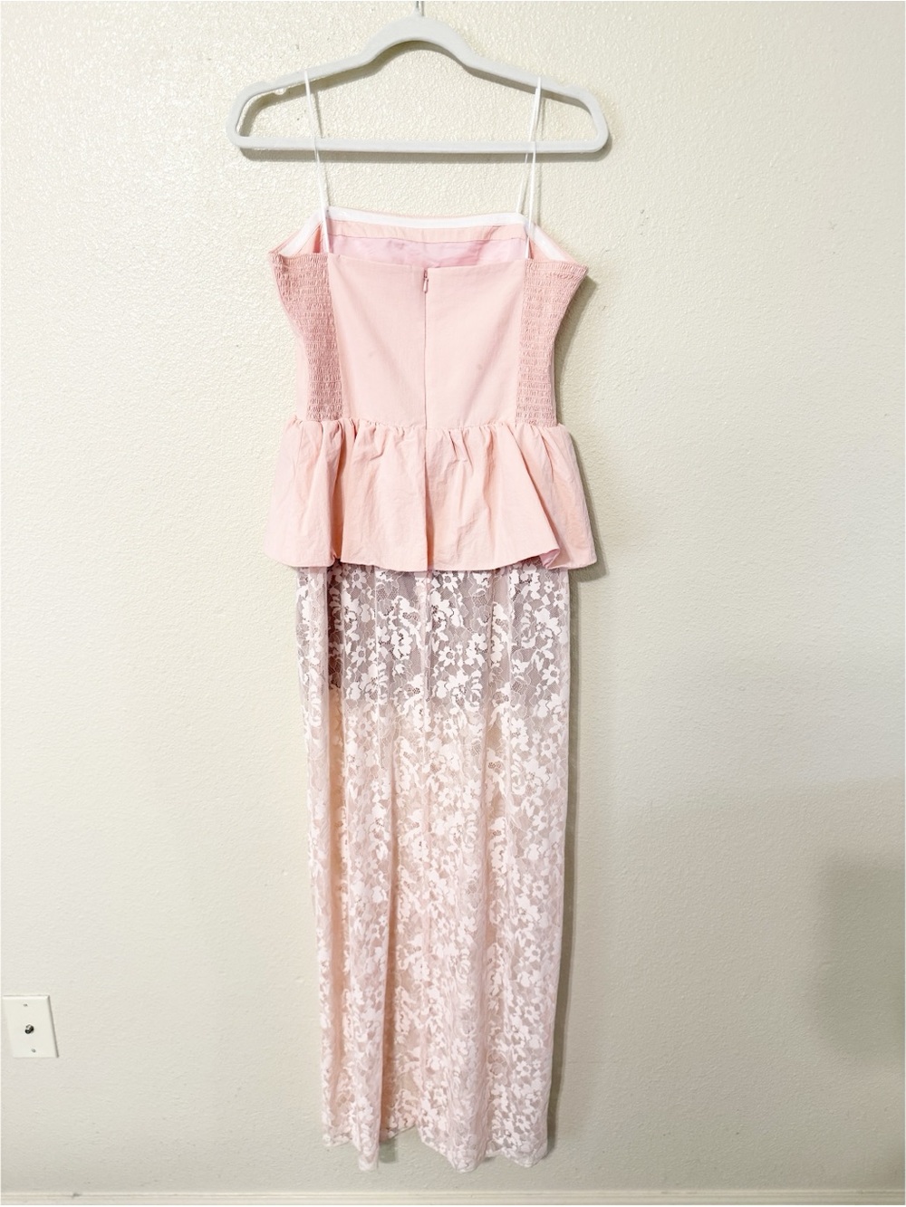Amanda Uprichard Cherise Lace Skirt Peplum Maxi Dress in Mochi Pink Size Medium - Picture 7 of 12